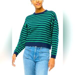 J Crew Striped Drop-Shoulder Pullover 100% Merino Wool Size S